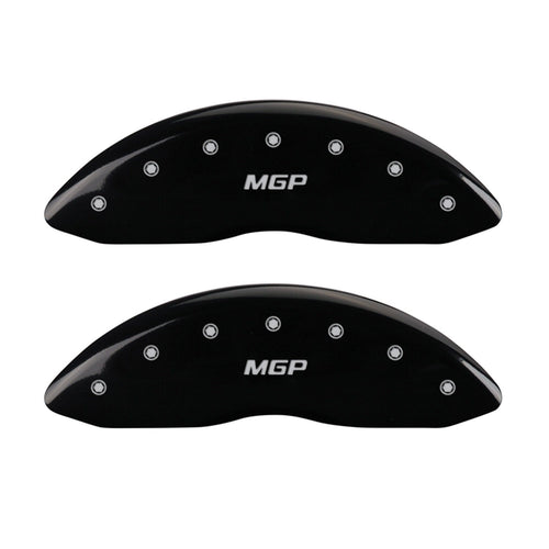 MGP 'MGP' Engraved Caliper Covers 39013SMGPBK with Black Powder Coat Finish and Silver Characters, (Set of 4)