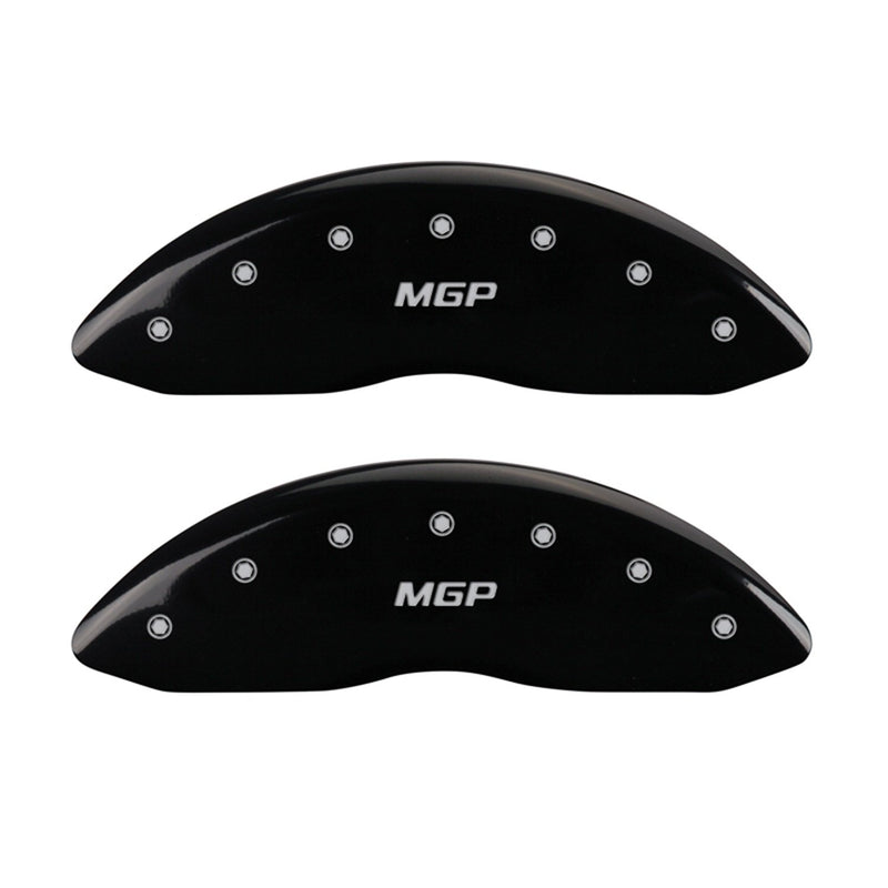 Black MGP Caliper Covers 10044SMGPBK Engraved with Silver Brake Covers (Set of 4)
