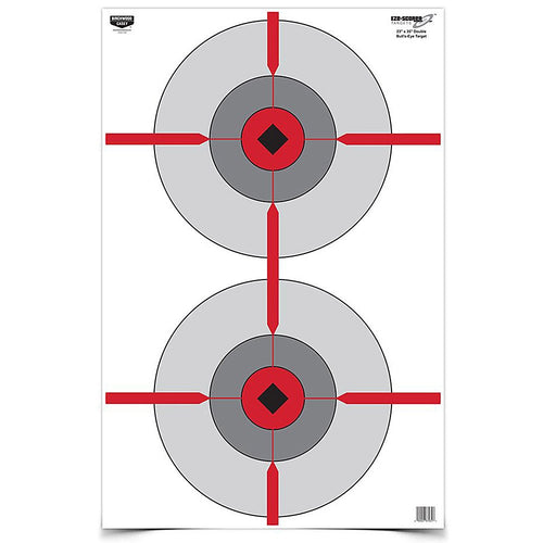23" x 35" BIRCHWOOD CASEY Eze-Scorer Double Bull's-Eye Shoot-Up Brilliant White Paper Targets for Indoor and Outdoor Use, 100 Targets
