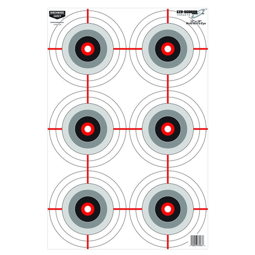 12" x 18" Birchwood Casey Eze-Scorer Multiple Bull's-Eye Shoot-Up Brilliant White Paper Targets for Indoor and Outdoor Use, 100 Targets