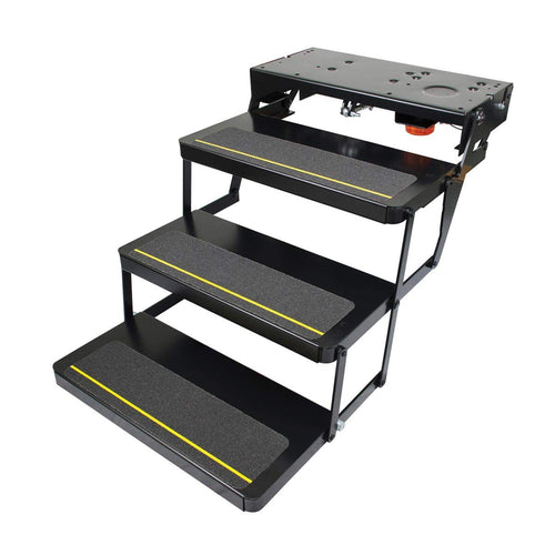 25 Series Kwikee Triple 12V Electric RV Step Assembly, 8" Rise, 300 lbs. Heavy-Gauge Steel, Logic Control Unit, Power Switch Kit, Anti-Slip Steps, Travel Trailers, 5th Wheels, Campers - 3658373