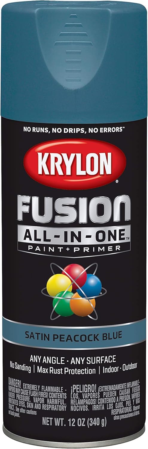 Krylon All-In-One Adhesive Spray Paint for Indoor/Outdoor Use, 12 oz, Peacock Blue