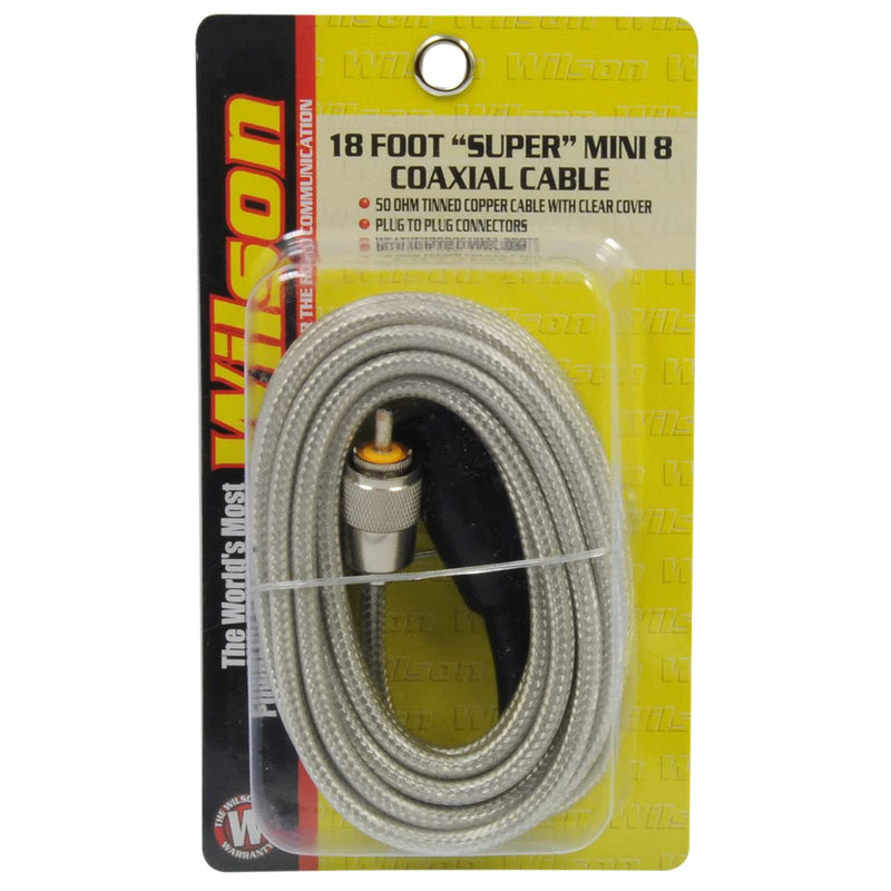 Wilson Antennas 18ft Coax Cable with PL-259 Connectors CB Antenna Mini 8 Cable, Clear 305-820