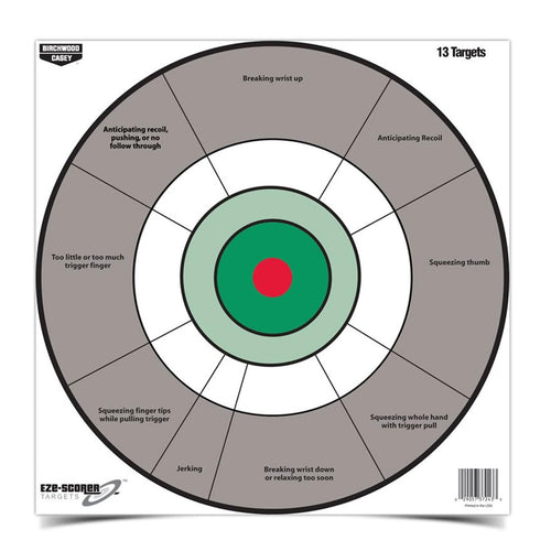 12" Birchwood Casey Eze-Scorer Handgun Trainer Shoot-Up Brilliant White Paper Targets for Indoor and Outdoor Use, 13 Targets
