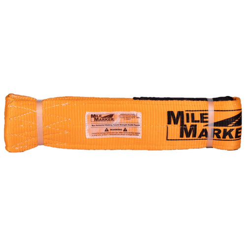 Mile Marker Single Orange 4" x 6' 19406 Tree Saver Strap - Rated at 50,000 Pound Capacity - Safe & Responsible Off Road Rescues - Reinforced Eyelet on Each End