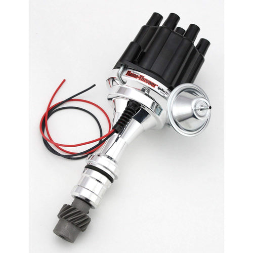Pertronix D7110700 Flame-Thrower Black Cap Vacuum Advance Billet Electronic Distributor with Ignitor III Technology for Oldsmobile mobile V8