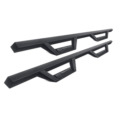 TrailFX Drop Down Steps Nerf Bars with Hoop for Toyota Tundra Crew Max 2007-2021 Matte Black Powder Coated Steel Rocker Panel Mount with Mounting Hardware TrailFX DHS021B