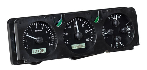 Dakota Digital VHX-73J-WAG-K-W Gauge System Analog Dash Compatible with Jeep 1973-85 Wagoneer Black Alloy Style White Backlighting