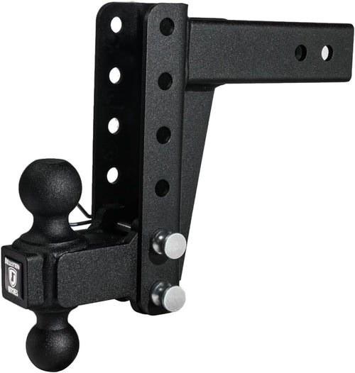 2.5" BulletProof Hitches Adjustable Medium Duty Trailer Hitch (14,000 lb. Rating) - 6" Drop/Rise Trailer Hitch with 2" & 2-5/16" Dual Ball - Powder Coat, Box Steel, Corrosion-Resistant