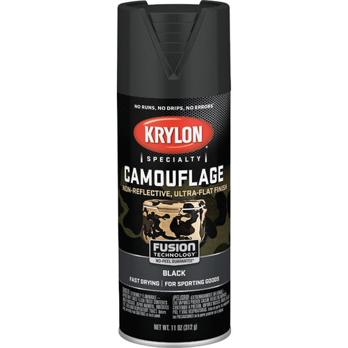 Krylon Ultra Flat Camouflage Paint, Black, 11 oz.