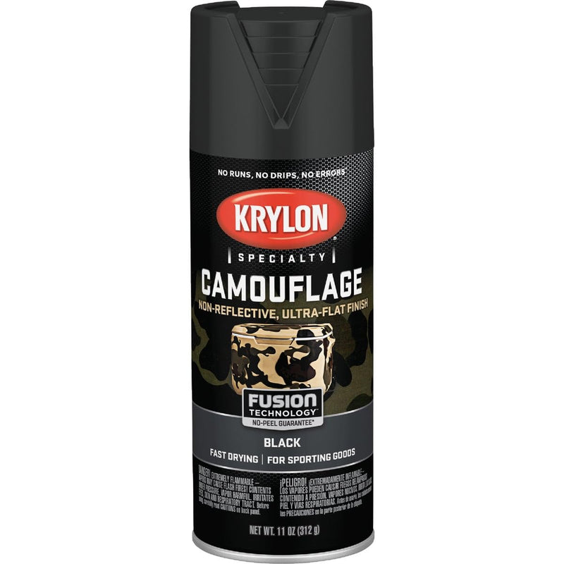 Krylon Ultra Flat Camouflage Paint, Black, 11 oz.