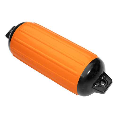 Taylor Made Super Gard Boat Fender, Double-Molded Ends Blaze Orange (6.5" x 22"), Ribbed Technology to Minimize Roll, Rubber Football Needle Inflation Valve, Marine-Grade Vinyl, 5/8" Eyelets - 730622