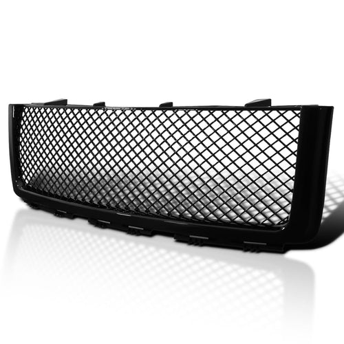 Glossy Black Mesh Front Bumper Grille Spec-D Tuning Compatible with 2007-2013 GMC Sierra 1500 / Denali / 2009-2013 Hybrid Models