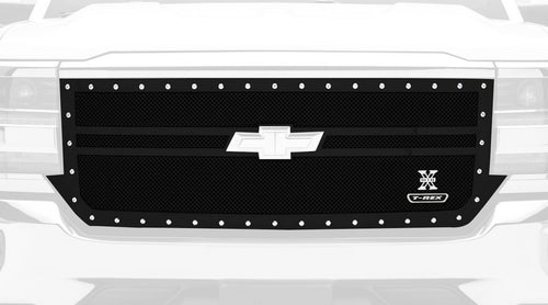 2016-2018 Silverado 1500 T-Rex Grilles X-Metal Grille, Black, 1 Pc, Replacement, Chrome Studs, 2 Bar Design - PN #6711301