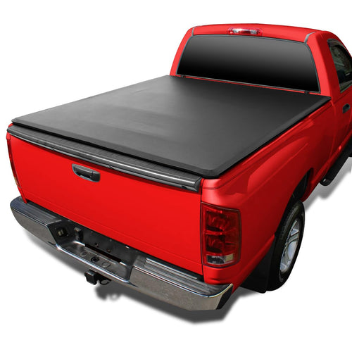 Soft Quad Fold Tonneau Cover Spec-D Tuning Compatible with 2002-2018 Dodge Ram 1500, 2003-2023 Dodge Ram 2500 3500, 2019-2024 Dodge Ram 1500 Classic Fleetside 76" Standard Bed