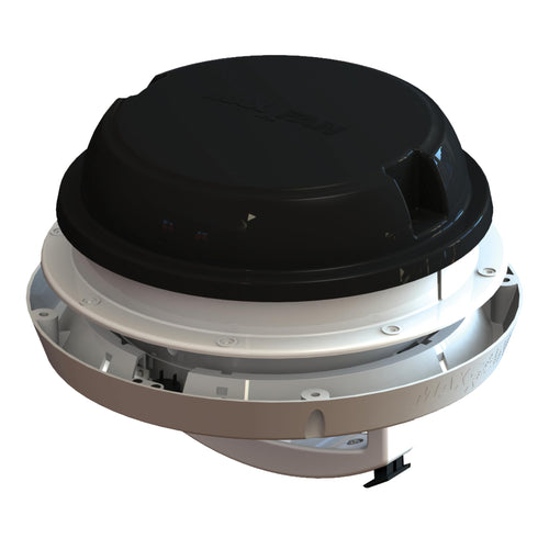 Maxxfan Dome MAXXAIR 6" Round 12V Ventilation Fan - Compact Solution for Rooftop or Sidewall Ventilation, Exhaust Only, Removable Screens, Fan Guard Rain Shield, Moisture Control, Black (00-03812B)