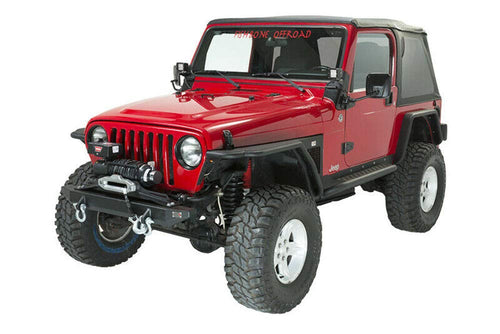 Fishbone Jeep TJ Offroad Winch Plate Steel 97-06 Wrangler TJ Black Textured Powdercoat Piranha Series - FB21052