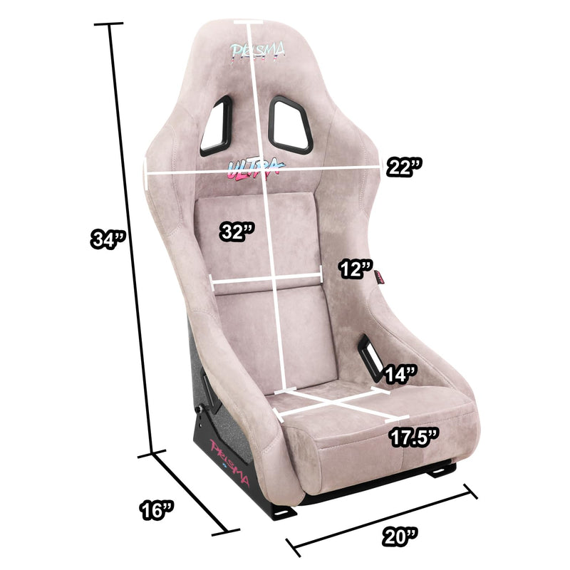 NRG Innovations FRP Bucket Seat NRG-FRP-303GY-ULTRA Edition Alcantara Material with Grey Pealized Back Plus Phone Pockets. (Medium)