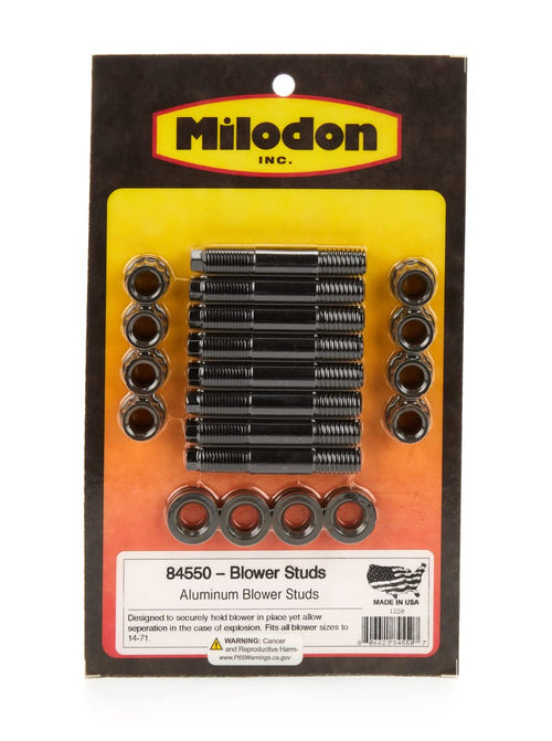 Aluminum Blower Stud Kit Milodon 84550,Black