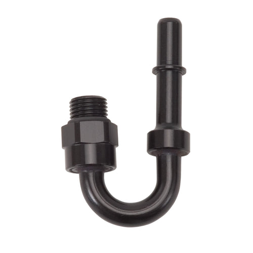 Edelbrock 644043 3/8" Sae Quick DiSConnect Male Adapter Fitting To #8 Sae Port Male Swivel End 180 Deg Blk Anodized