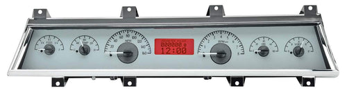Dakota Digital VHX-66C-CVL-S-R Analog Gauge System Compatible with 1966-67 Chevy Chevelle El Camino Silver Alloy Red Backlighting