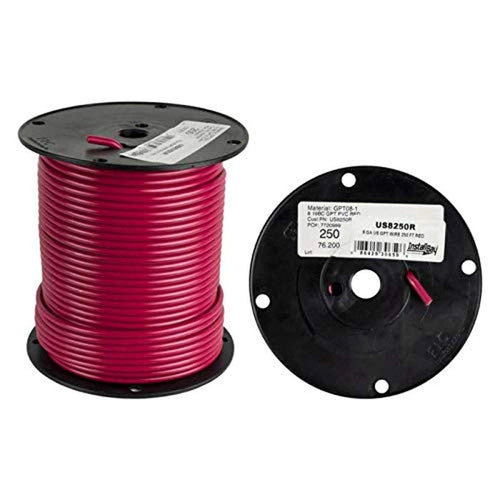 8 Ga Install Bay US GPT All Copper Primary Wire Red - Coil of 250 Ft