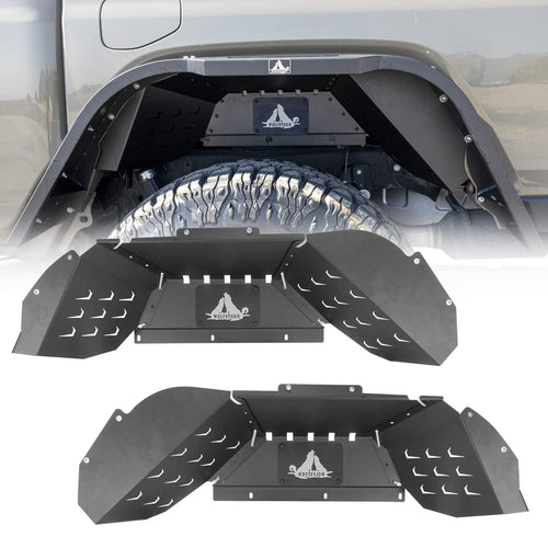 Rear Inner Fender Liners Kit WOLFSTORM for 2019-2026 Jeep Gladiator JT Rear Inner Fender Flares Pair, Black Q235A Steel, Rustproof Coat, DIY Design, Passenger and Driver Side(Rear)