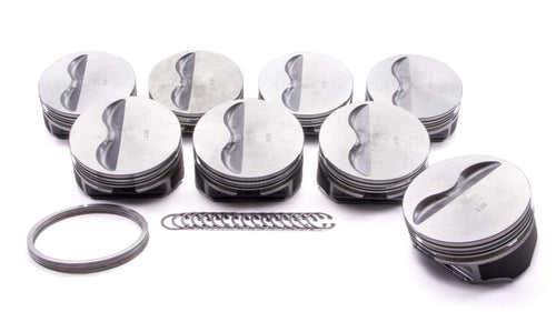 KB Performance Claimer Series Piston, Hypereutectic, 4.030 in Bore, 5/64 x 5/64 x 3/16 in Ring Grooves, Minus 5.00 cc, compatible with Small Block Chevy, Set of 8