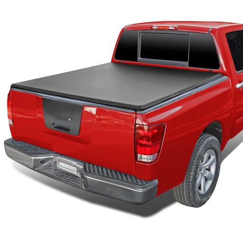 Soft Quad Fold Tonneau Cover Spec-D Tuning Compatible with 2004-2015 Nissan Titan 66", 5.5 FT Short Bed
