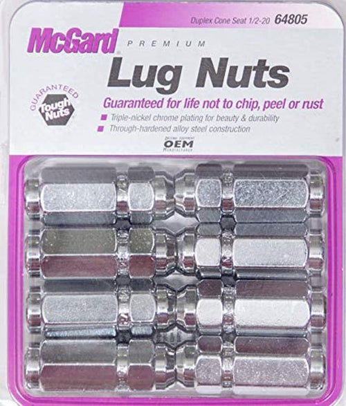 Cone Seat Style MCGARD 64805 Chrome Lug Nut Set (1/2" - 20 Thread Size) - Set of 8