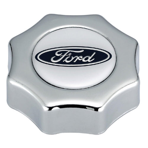 302-230 Ford Oil Fill Cap - Twist-On - Octagon - Aluminum - Polished Logo - Each