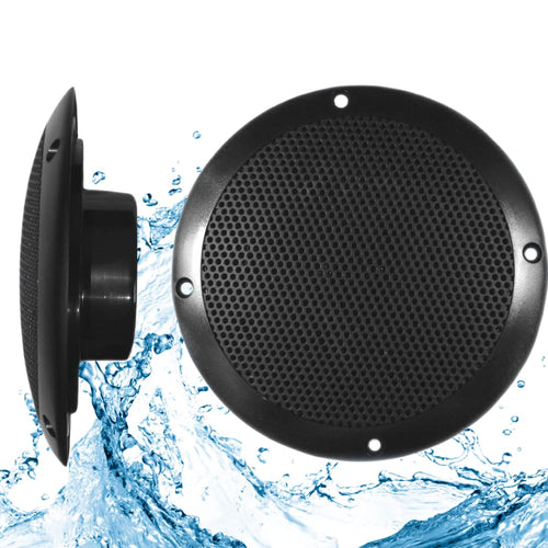 PQN Audio 5 inch Eco50-4BK Ultra Slim Waterproof Marine Speaker for RV, Camper, Cabinet and Hot tub. Chemical and UV Resistant. Wall and Floor Mount Outdoor Speakers (Black)