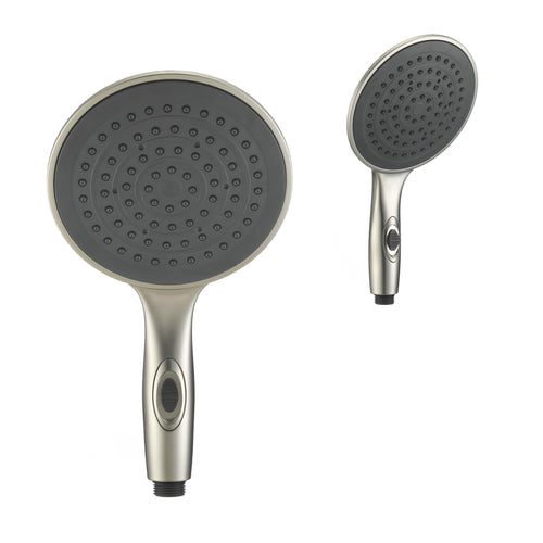 Dura Faucet Luxury (DF-SA434-SN) 6” Rain Shower Wand for RVs – Satin Nickel, Single Function Handheld Shower Head with Eco-Friendly On/Off Switch, Lightweight, Lead-Free, Easy Install, 2.5 GPM