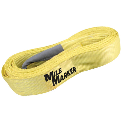 Mile Marker 19330 Recovery Strap Single Yellow 3" x 30′ for Heavy Duty Use | Rated to 30,000 Pound Capacity | User Safety with Built in Blue Lines Ensures
