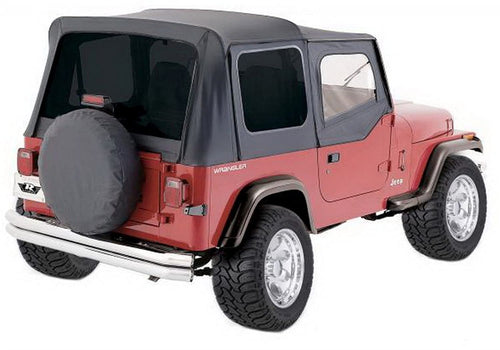 Large Spare Tire Cover RAMPAGE PRODUCTS for 30"-32" Tire | Black Denim, Vinyl | 773215 | Universal Fit
