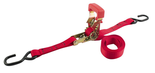 1" x 15' Medium Duty Rubber Handled Ratcheting Tie-Down Strap Erickson, 2000 lb Load Capacity