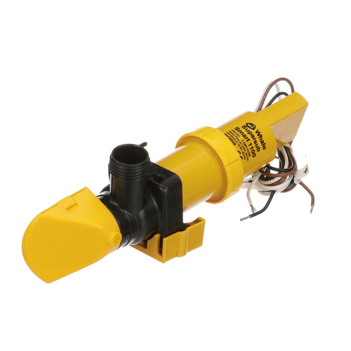 Whale Supersub Smart 1100 Electric Bilge Pump - for Fresh or Salt Water Use, 12V DC, 5 Amps, Open Flow Rate of 1050 GPH @ 27.2V DC, 16 AWG Wire, Hose Connections 1-Inch and 1 1/8-Inch