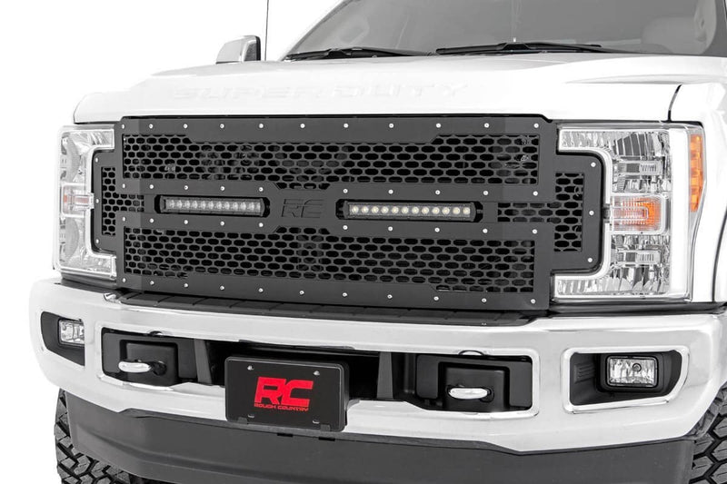 Rough Country Dual LED Mesh Grille Insert for 2017-2019 Ford Super Duty - 70216
