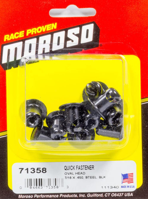 Moroso OVAL QUICK FASTENER, 7/16 IN X .450, BLACK, STEEL