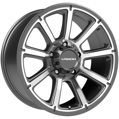 16" Inch VISION 5x114.3 Turbine Wheel Rim 353 16x8 +0mm Grey Machined