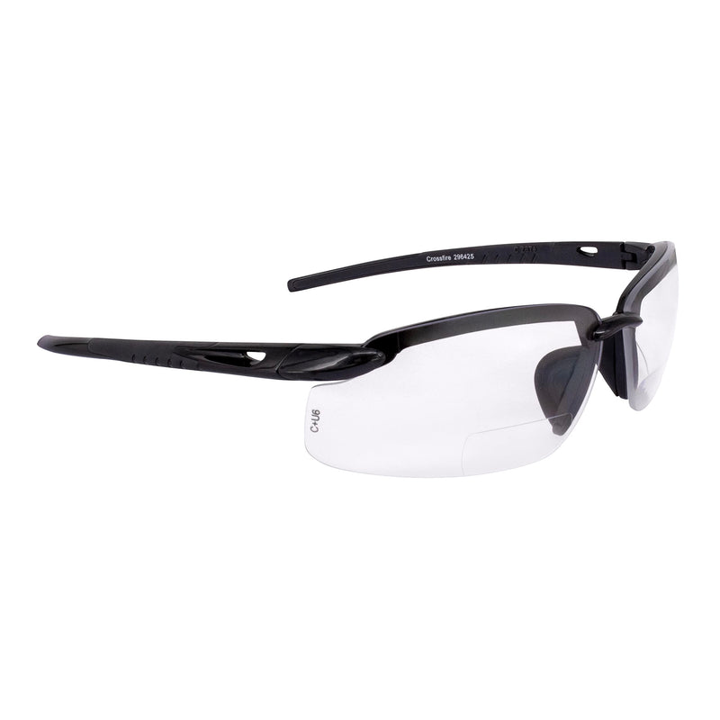 Crossfire ES5 Reader Safety Glasses Clear Diopter 2.5 Shiny Pearl Gray Frame