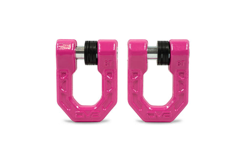 Offroad DV8 Elite Series D-Ring Shackles | Pair | 8 Ton Working Load Limit | (4) ⅛” & (4) 3/16” Isolators Included | 1&1/16” Thick Forged Steel D-Ring (Pink)