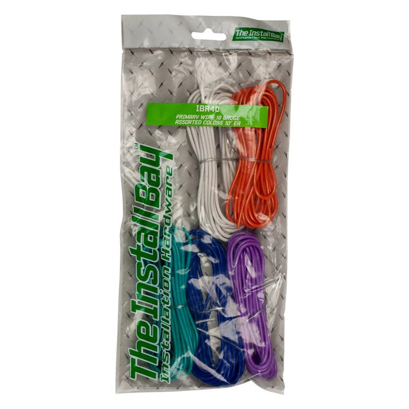 Assorted 18 Gauge Install Bay Wire 10Ft Each - 5Pc - Retail Pack (IBR40), Display Products
