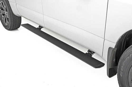 Rough Country Power Running Boards with LED Step Lights for Titan Nissan (2017-2024) - Dual Motor Electric Powerstep Board & Retractable Truck Steps
