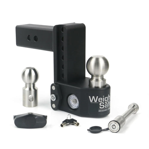 Weigh Safe Drop Steel Hitch - Adjustable Trailer Hitch with Ball Mount - Designed for 2.5" Receivers - Includes 2 Tow Balls - 6" Drop Hitch, 22,000 lbs GTW, 2-Piece Lock Set