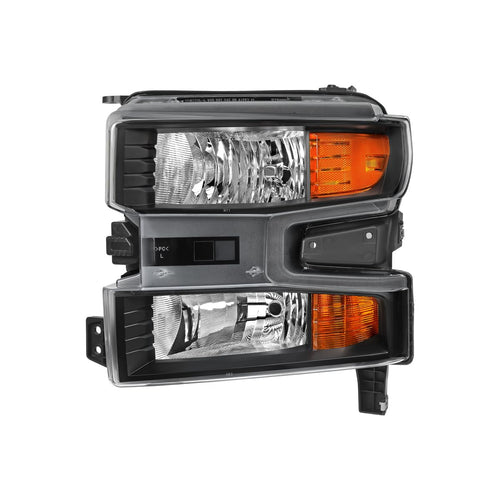 Left Driver Side SPEC-D TUNING Black Halogen Type w/o LED Headlight Compatible with 2019-2021 Chevy Silverado 1500, 2022 Chevy Silverado 1500 LTD Left + Right Head Lamp Assembly