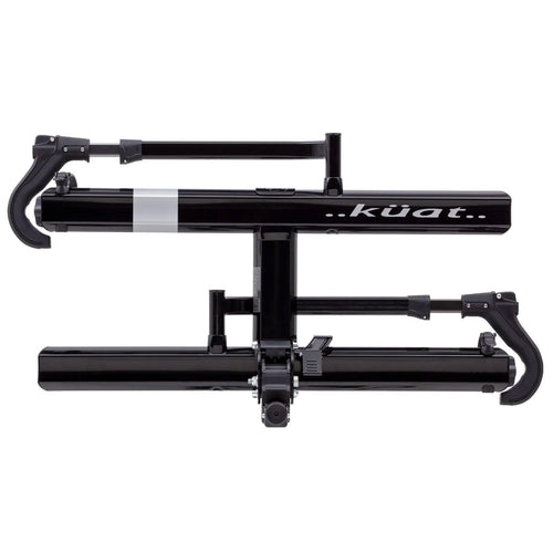 KUAT 2.0 Sherpa Durable Lightweight Aluminum Compact 2 Bike Transporting Hitch Rack with Cable Lock & Foldable Tire Cradles | Capacity - 40 Lbs per Tray, Black Metallic & Gray Anodize, 2"