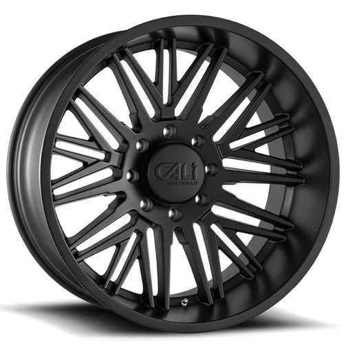 RAWKON CALIOFFROAD BLACK W/MILLED SPOKES Wheel with Painted Finish (24 x 12. inches /5 x 150 mm, -51 mm Offset)