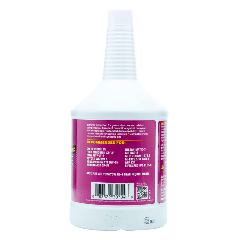 Full Synthetic Red Line 30704 D6 Automatic Transmission Fluid (ATF) - 1 Quart