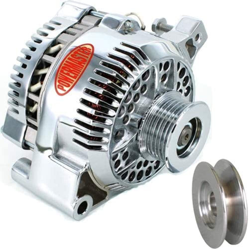 Alt Ford Powermaster 3G Chrome 155A 6 grv & 1V Pulley Small Frame Str MTG 1-Wire